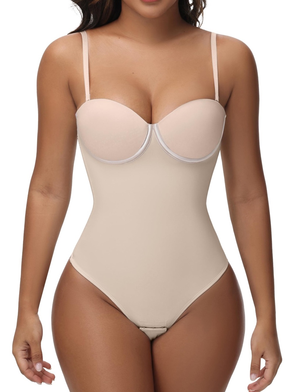 Shapshe Strapless Corset Thong Bodysuit Shapewear Women’s Size S (36A) Nude Sexy